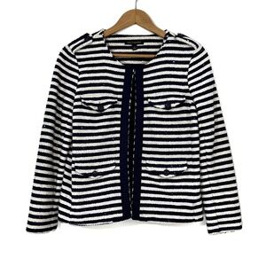 Banana Republic Women’s Size 2 Blue White Nautical Stripe Sequin Knit Jacket